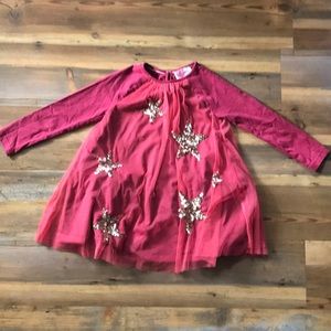 Boden red dress with gold sequin stars